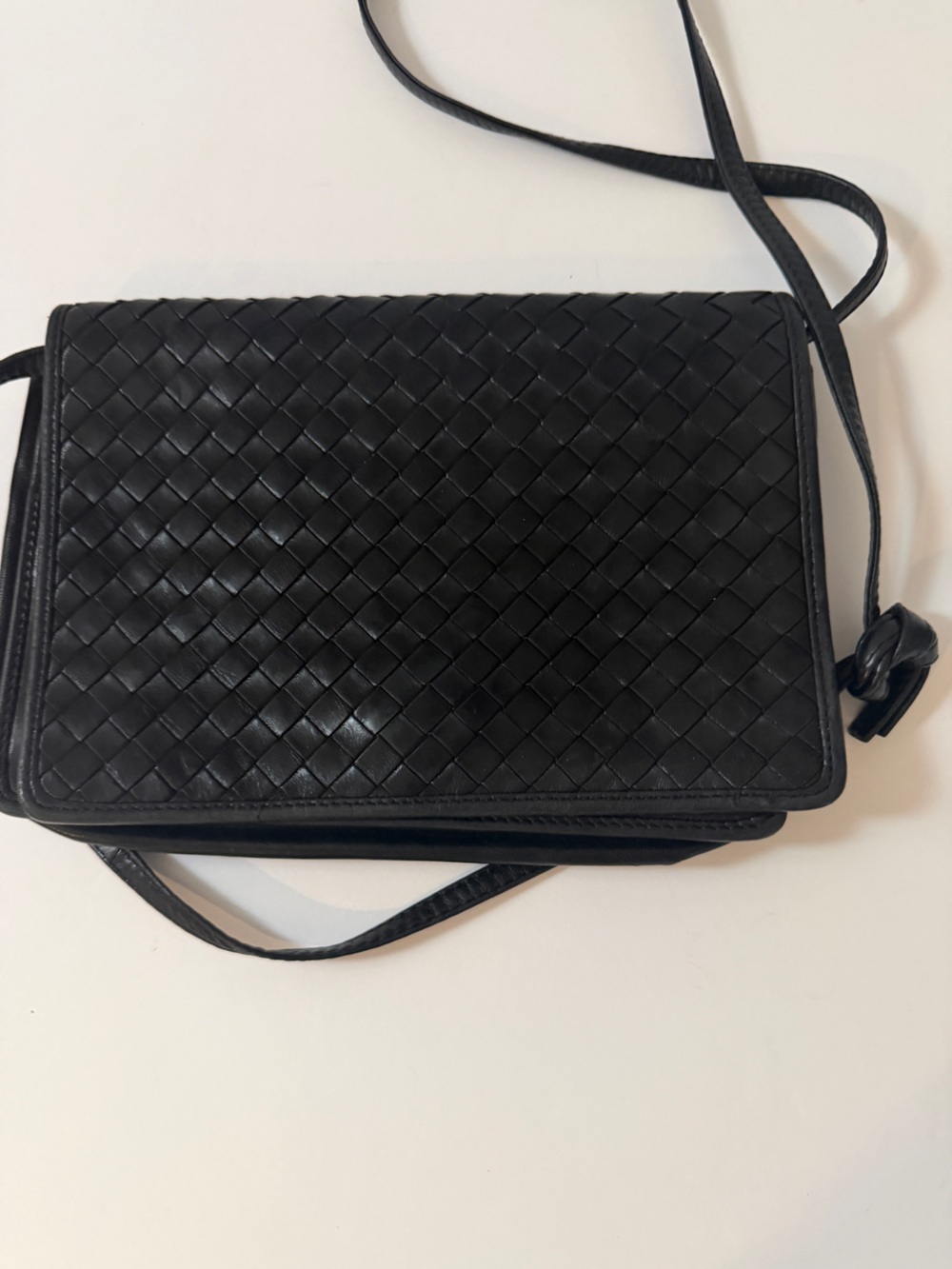 Bottega Veneta Black Intrecciato  Woven Leather Shoulder Bag